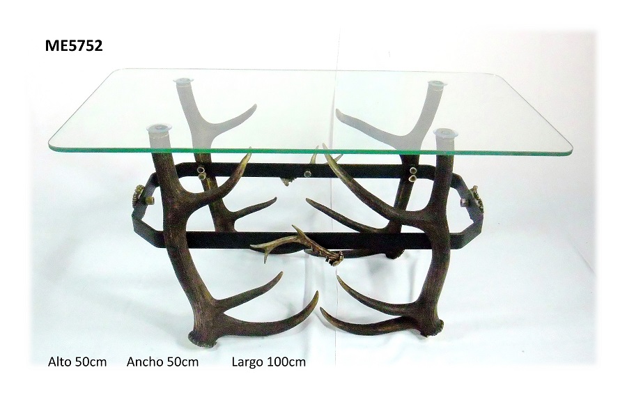 Mesa rectangular ciervo y forja, Asta de Ciervo, gamo y corzo, International Antler Trading SL