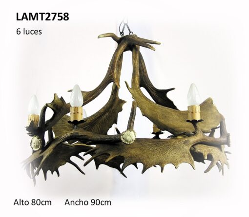Lámpara de gamo 6 luces, Asta de Ciervo, gamo y corzo, International Antler Trading SL