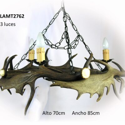 Lámpara de gamo 3 luces, Asta de Ciervo, gamo y corzo, International Antler Trading SL