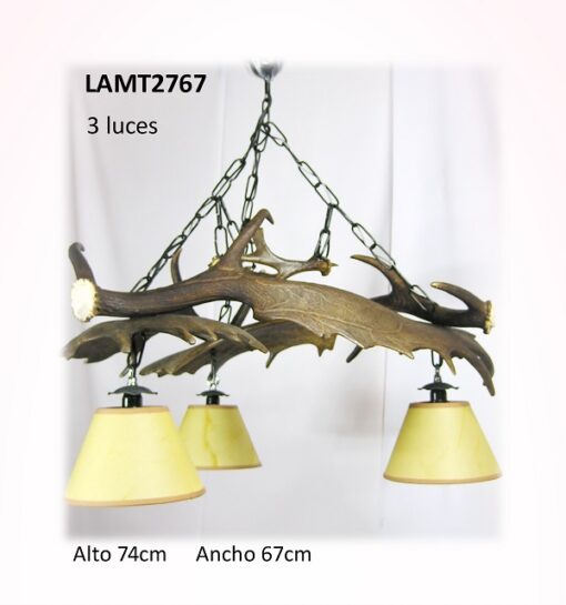 Lámpara de gamo 3 palas, Asta de Ciervo, gamo y corzo, International Antler Trading SL