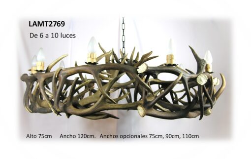 Lámpara rueda, Asta de Ciervo, gamo y corzo, International Antler Trading SL