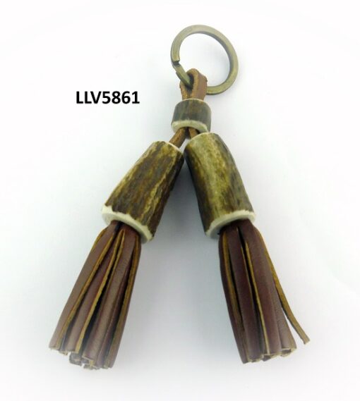 Llavero con fleco doble, Asta de Ciervo, gamo y corzo, International Antler Trading SL
