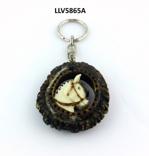 Llavero de roseta tallada, Asta de Ciervo, gamo y corzo, International Antler Trading SL