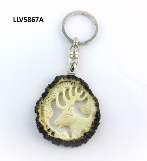Llavero de roseta calada, Asta de Ciervo, gamo y corzo, International Antler Trading SL